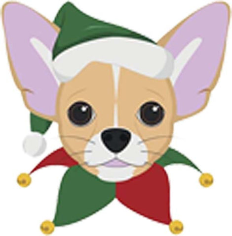 Simple Cute Holiday Christmas Theme Pure Breed Puppy Dog Cartoon Emoji - Chihuahua Vinyl Decal Sticker
