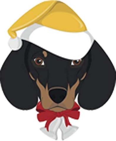 Simple Cute Holiday Christmas Theme Pure Breed Puppy Dog Cartoon Emoji - Dachshund Vinyl Decal Sticker