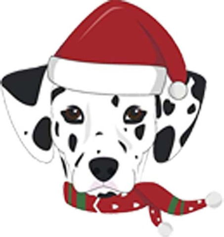 Simple Cute Holiday Christmas Theme Pure Breed Puppy Dog Cartoon Emoji - Dalmatian Vinyl Decal Sticker