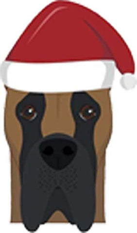 Simple Cute Holiday Christmas Theme Pure Breed Puppy Dog Cartoon Emoji - Great Dane Vinyl Decal Sticker