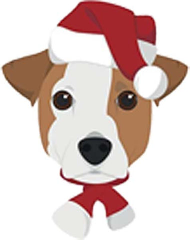 Simple Cute Holiday Christmas Theme Pure Breed Puppy Dog Cartoon Emoji - Jack Russell Basenji Vinyl Decal Sticker