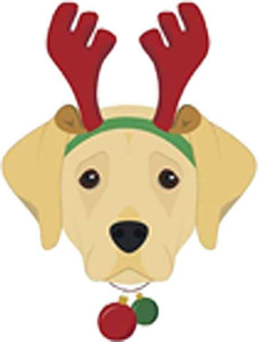 Simple Cute Holiday Christmas Theme Pure Breed Puppy Dog Cartoon Emoji - Labrador Retriever Vinyl Decal Sticker