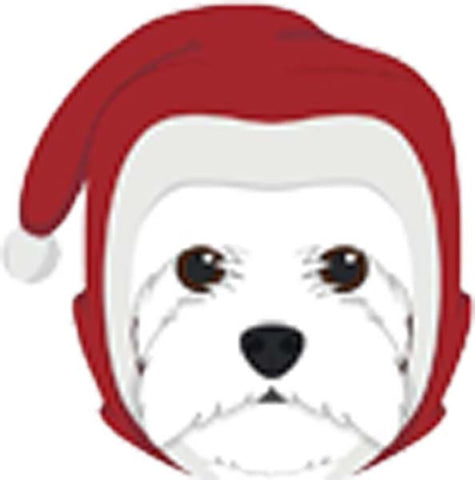 Simple Cute Holiday Christmas Theme Pure Breed Puppy Dog Cartoon Emoji - Maltese Vinyl Decal Sticker