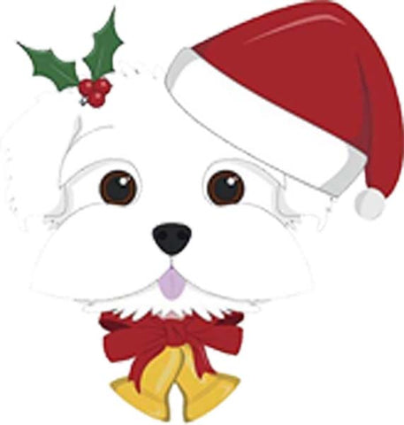 Simple Cute Holiday Christmas Theme Pure Breed Puppy Dog Cartoon Emoji - Maltipoo Vinyl Decal Sticker