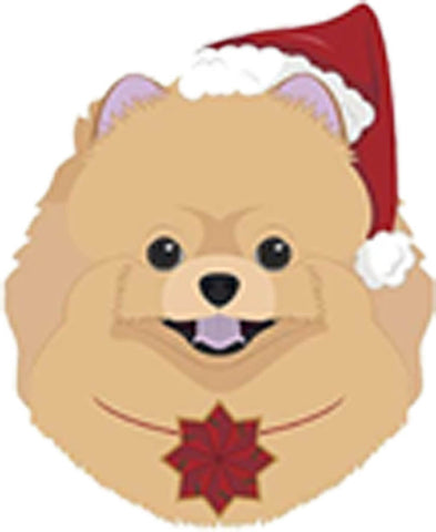 Simple Cute Holiday Christmas Theme Pure Breed Puppy Dog Cartoon Emoji - Pomeranian Vinyl Decal Sticker