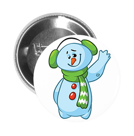 Round Pinback Button Pin Brooch Simple Cute Kids  Holiday Christmas Character Cartoon - Frosty Snowman