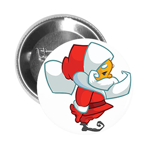 Round Pinback Button Pin Brooch Simple Cute Kids  Holiday Christmas Character Cartoon - Sad Santa