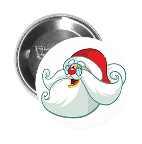 Round Pinback Button Pin Brooch Simple Cute Kids  Holiday Christmas Character Cartoon - Winking Santa