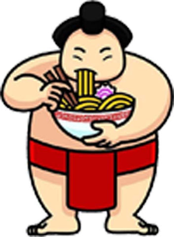 Simple Japanese Sumo Wrestler Cartoon Emoji - Noodles Vinyl Decal Sticker