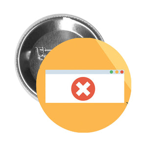 Round Pinback Button Pin Brooch Simple Laptop Malfunction Cartoon Icon - Error Screen - Zoom