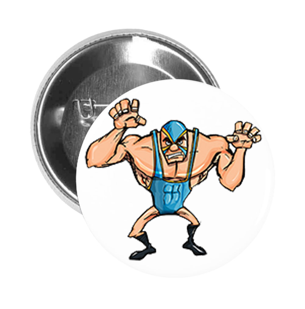 Round Pinback Button Pin Brooch Simple Lucha Libre Wrestler Cartoon Pen Art