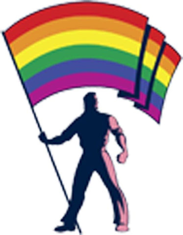 Simple Man with Rainbow Gay Pride Flag Cartoon Vinyl Decal Sticker