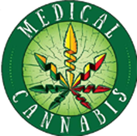 Simple Medical Cannabis Weed Logo Cartoon Icon - Broken Glass Effect Vinyl Decal Sticker