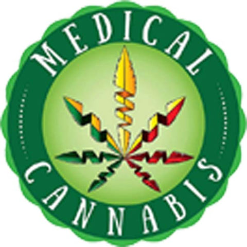 Simple Medical Cannabis Weed Logo Cartoon Icon - Green Border Vinyl Decal Sticker