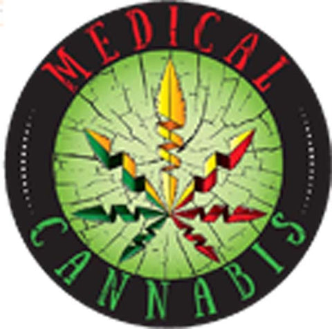 Simple Medical Cannabis Weed Logo Cartoon Icon - Thick Black Border Vinyl Decal Sticker