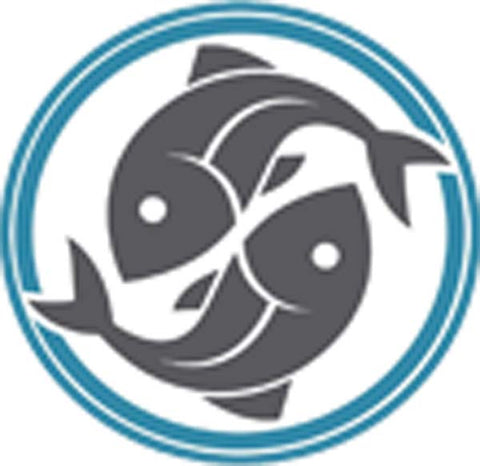 Simple Nature Ocean Sea Life Fish in Waves Cartoon Icon - Yin Yang Vinyl Decal Sticker