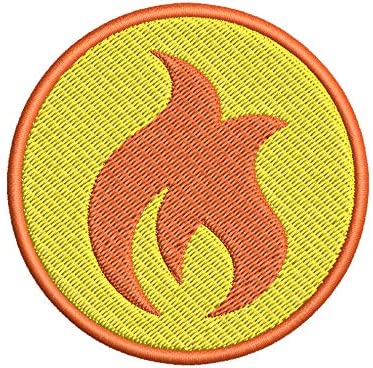 Iron on / Sew On Patch Applique Simple Orange Yellow Flame Cartoon Icon Embroidered Design