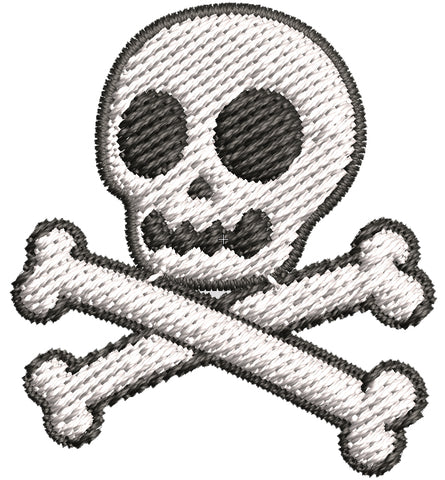 Iron on / Sew On Patch Applique Simple Skull and Crossbones Cartoon Embroidered Design