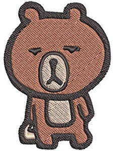 Iron on / Sew On Patch Applique Simple Sleepy Bored Tired Brown Bear Cartoon Embroidered Design