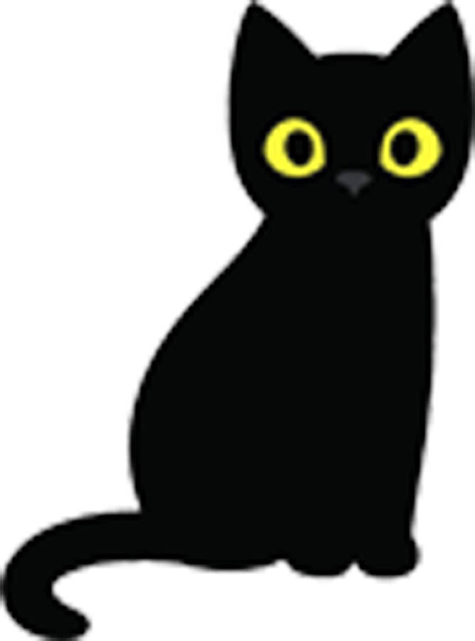 Simple Spooky Halloween Kitty Cat Cartoon Emoji - Black Cat Vinyl Decal Sticker