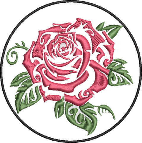 Iron on / Sew On Patch Applique Simple Tattoo Style Rose Flower Cartoon Icon #4 Embroidered Design