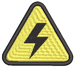 Iron on / Sew On Patch Applique Simple Yellow Triangle Sign Symbol Icon - High Voltage Embroidered Design