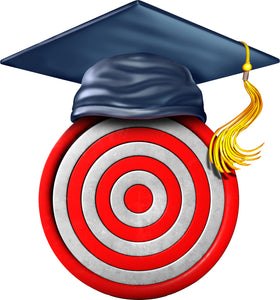 Simple Bullseye with Graduation Cap Cartoon Vinyl Decal Sticker