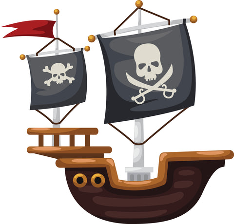 Simple Children's Pirate Ship Cartoon Vinyl Decal Sticker