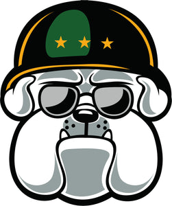 Simple Cool Serious Military Bulldog Cartoon Emoji Vinyl Decal Sticker