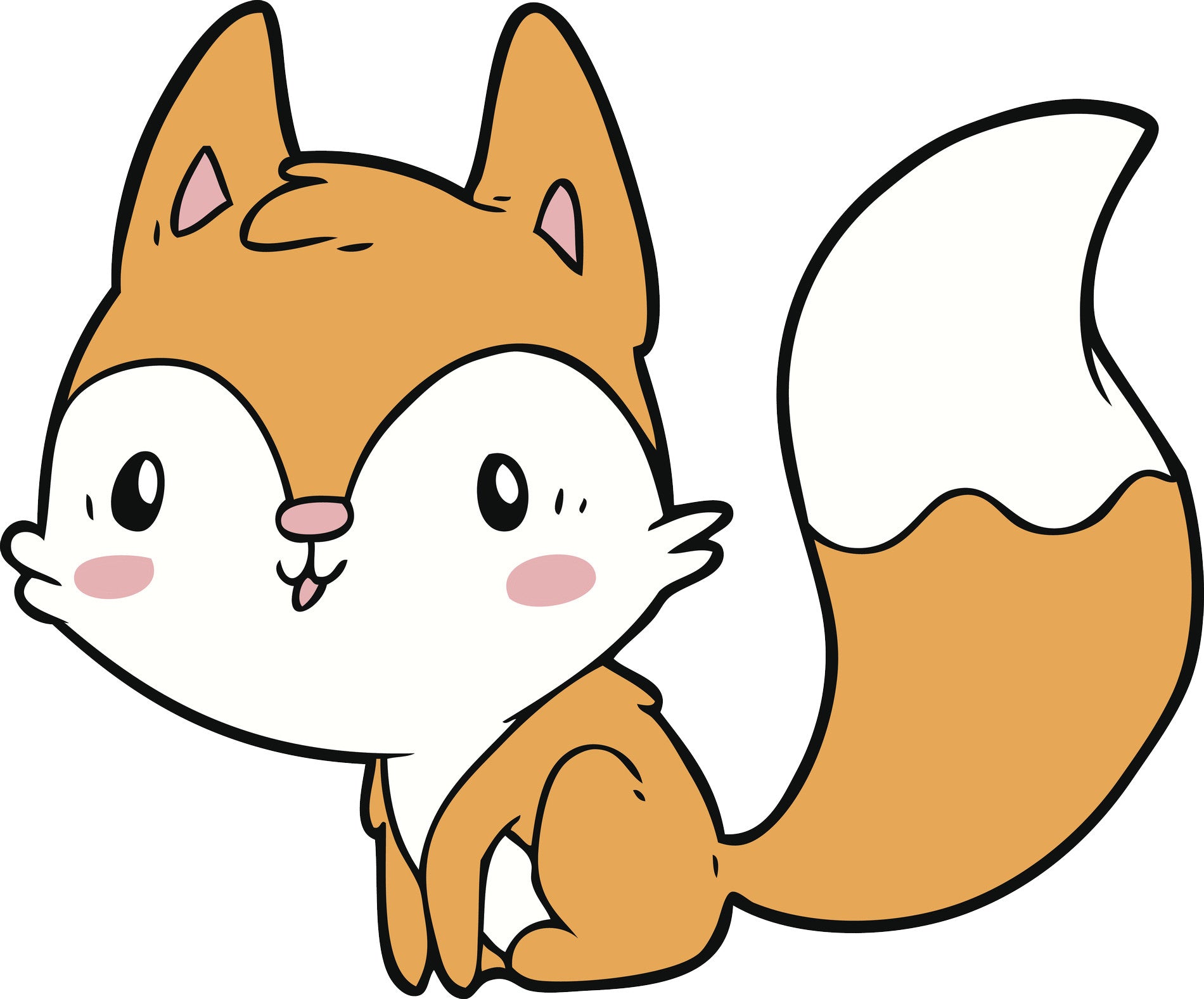 Simple Cute Kawaii Nursery Animal Cartoon - Fox Vinyl Decal Sticker