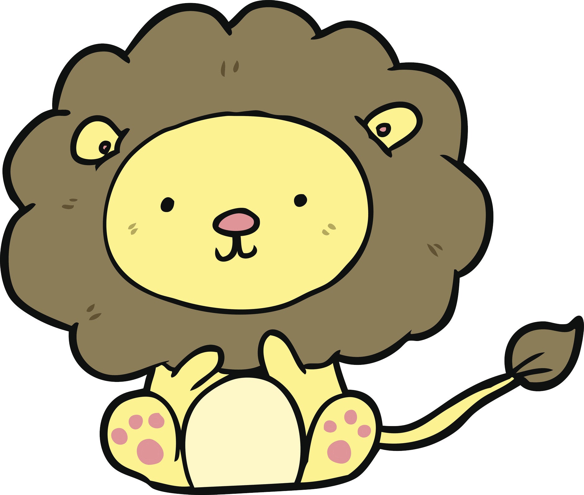 Simple Cute Kawaii Nursery Animal Cartoon - Lion Vinyl Decal Sticker