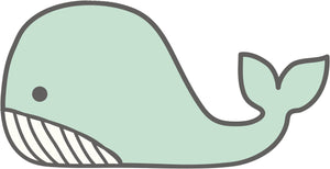 Simple Cute Mint Green Whale Cartoon Drawing Vinyl Decal Sticker