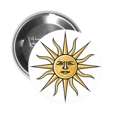 Round Pinback Button Pin Brooch Simple Golden Boho Sun Cartoon Icon Emoji