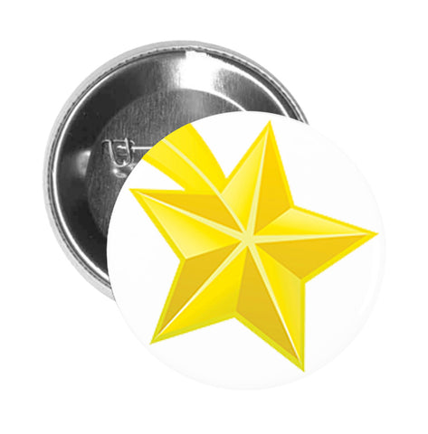Round Pinback Button Pin Brooch Simple Golden Good Job Shooting Star Cartoon Icon - Zoom