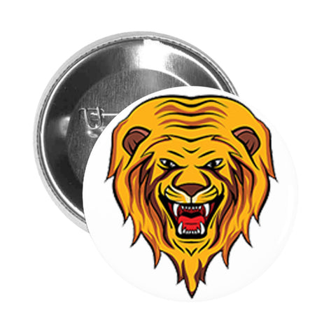 Round Pinback Button Pin Brooch Simple Golden Lion Sport Mascot Cartoon Head Emoji