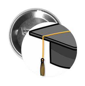 Round Pinback Button Pin Brooch Simple Graduation Cap Cartoon - Zoom