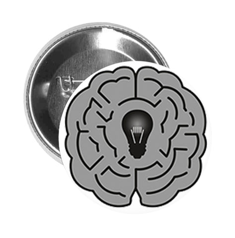 Round Pinback Button Pin Brooch Simple Gray Brain Idea Maze Cartoon Icon