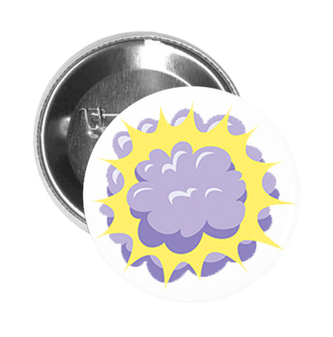 Round Pinback Button Pin Brooch Simple Gray Cloud Kaboom Blast Cartoon