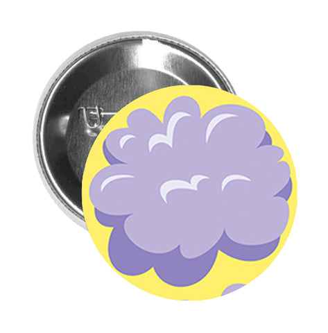 Round Pinback Button Pin Brooch Simple Gray Cloud Kaboom Blast Cartoon - Zoom