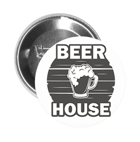 Round Pinback Button Pin Brooch Simple Gray Hipster Beer House Logo Icon