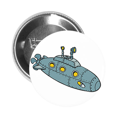 Round Pinback Button Pin Brooch Simple Gray Submarine Cartoon