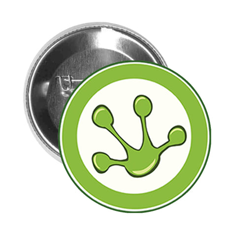 Round Pinback Button Pin Brooch Simple Green Amphibian Frog Foot Print Cartoon Icon