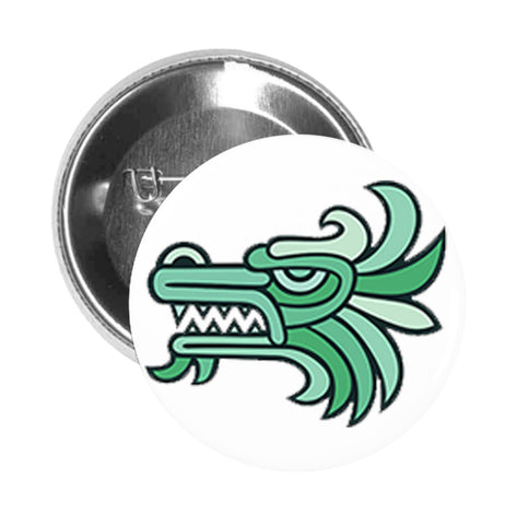 Round Pinback Button Pin Brooch Simple Green Ancient Wolf Cartoon Icon