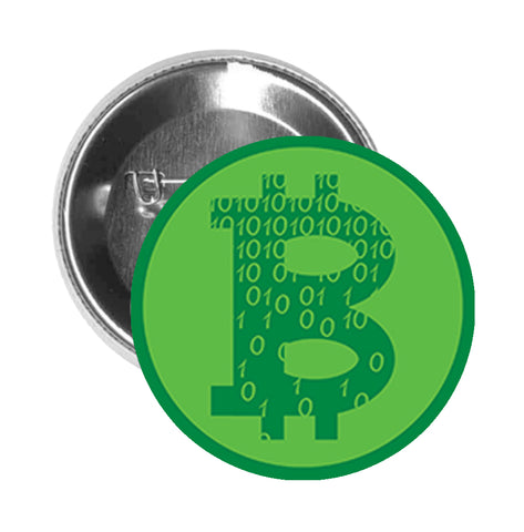 Round Pinback Button Pin Brooch Simple Green Bitcoin Cartoon Icon