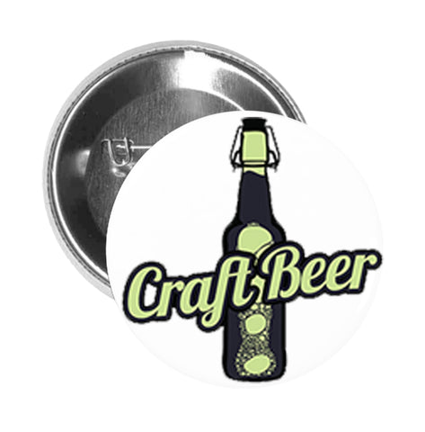 Round Pinback Button Pin Brooch Simple Green Black Craft Beer Cartoon Icon Logo