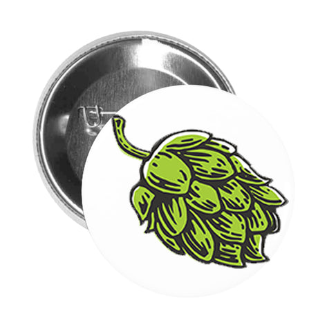 Round Pinback Button Pin Brooch Simple Green Brewery Hop Plant Flower Cartoon Emoji