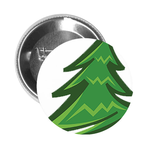 Round Pinback Button Pin Brooch Simple Green Clipart Green Pine Christmas Tree Cartoon