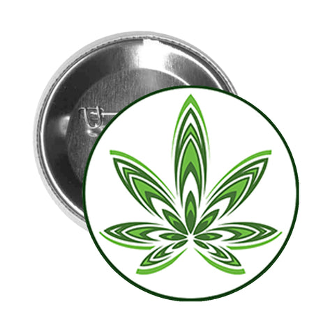 Round Pinback Button Pin Brooch Simple Green Marijuana Hemp Leaf Cartoon Icon