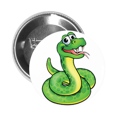 Round Pinback Button Pin Brooch Simple Green Nursery Snake Cartoon