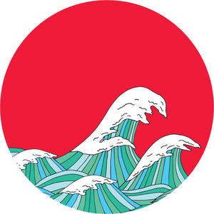 Simple Japanese Wave Splash Cartoon Icon Vinyl Decal Sticker